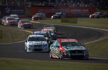 car Castrol Racing's Greg Murphy leads the single-file field at Hidden Valley