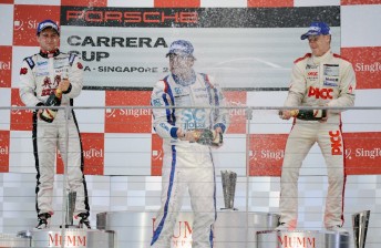 thumb baird celebrates 344x224 Baird wins on Carrera Cup Asia return