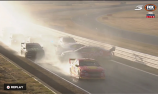 VIDEO: Multiple car shunt suspends Race 3