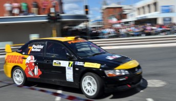 Thumb Scott Pedder on his way to victory in Rally Tasmania