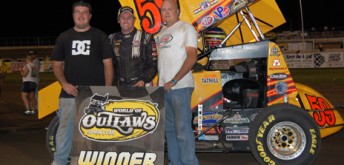 thumb Brooke Tatnell in victory lane at the Junction Motor Speedway. Pic: Jerry Gossel