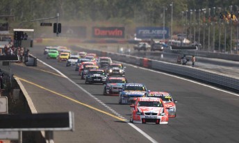 thumb The V8s roar down the front straight at Hidden Valley Raceway last year