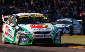 thumb Tim Slade leads Shane van Gisbergen at Hidden Valley in June