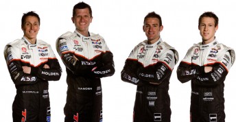 drivers Allan Grice wannbes! McConville, Tander, Davison and Reynolds in their tribute 1990-spec race suits that they'll compete in next week at Bathurst
