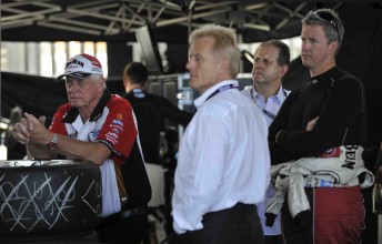 thumb Didier Debae (centre) with the Dick Johnson Racing team at the Sydney Telstra 500 last weekend
