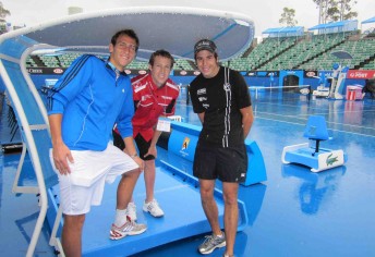 thumb de Bakker and Reynolds were disappointed with the weather on Margaret Court Arena. Rick Kelly wasn't