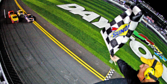 thumb Hamlin crossed the 'out of bounds' line on the way to the finish