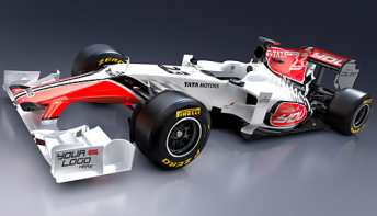 thum Pleas for sponsorship adorn the new car
