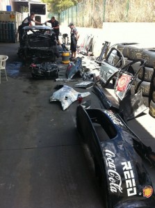 car The remains of the #17 Falcon before it went into the chassis shop for repair
