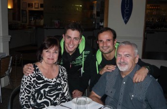 thumb Tony D'Alberto (back left) and Vitantonio Liuzzi join Joan and Colin Taylor for dinner at Shuck