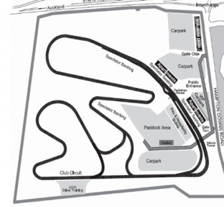 car An aerial view of the Hampton Downs circuit