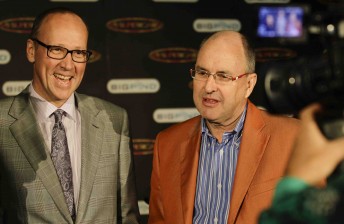 thumb Archer Capital's Andrew Gray with V8 Supercars chairman Tony Cochrane