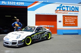 thumb Matt Kingsley with the Porsche Carrera Cup car he will race at Clipsal