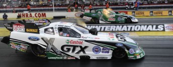 thumb John Force (far lane) defeated Mike Neff in the Funny Car Winternationals Final