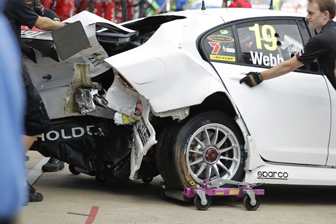 car Webb's damaged Commodore VE