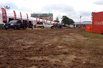 car The mud pit that was the Dunlop Series paddock in the first days of this year's Clipsal 500