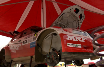 thumb Atkinson's Skoda during service at Rally Whangarei