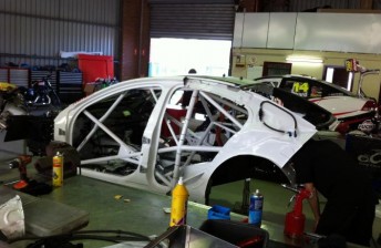 th Chassis WR011 being rebuilt by Team BOC last week