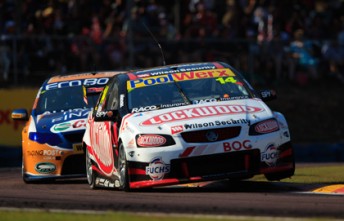 thumb Lockwood Racing's Fabian Coulthard leads Ford Performance Racing's Will Davison at Hidden Valley last weekend