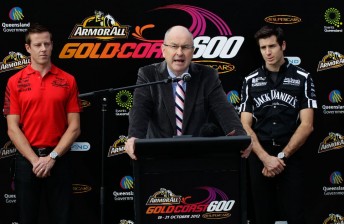 thumb Tony Cochrane flanked at today's 2012 event launch by James Courtney (left) and Rick Kelly