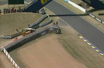 car The scene of Paul Radisich's accident at the corner in 2006. The circuit has not been changed since that accident