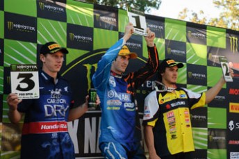 thumb Brad Anderson (L) and Todd Waters (R) flank first time MX Nationals round winner, Lawson Bopping