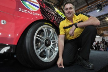 thumb Dunlop Motorsportr manager Kevin Fitzsimons with the new 18 inch Dunlop tyres