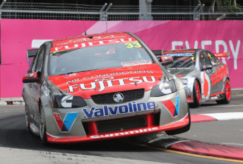 thumb Alex Premat leads Jamie Whincup in Sydney today
