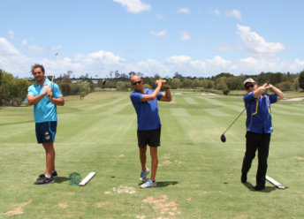car Titans player Ryan James, ironman Phil Clayton and V8 Supercars driver Lee Holdsworth