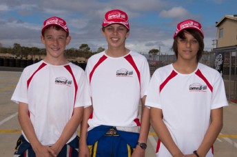 Newcomers to the AMSF Rookie Rising Stars scholarship program include Joshua Denton (left), Bryce Fullwood (centre) and Nikola Mitic (right). (Pic: AF Images/Budd)