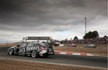 Todd Kelly's Altima L33 sat stranded on the Superbike circuit's 'Bus Stop' during Leg 2