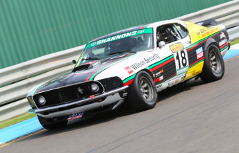 John Bowe's Mustang on track during practice