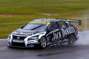 Todd Kelly's Altima running in the wet at Winton earlier this year