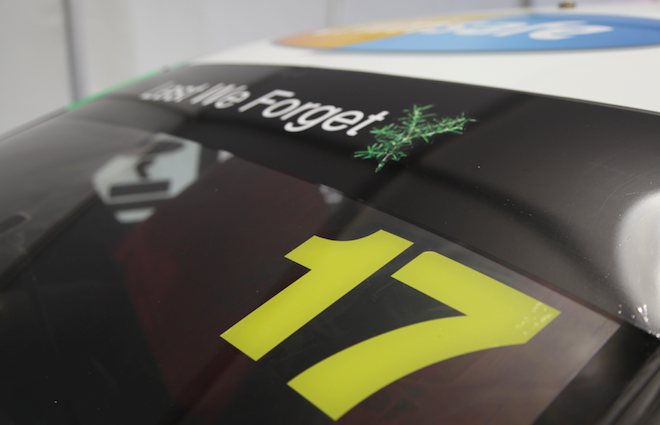 DJR's ANZAC tribute sitting next to Dick Johnson's famed #17 on David Wall's Falcon