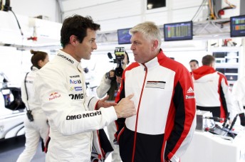 Mark Webber with Porsche R&D board member Wolfgang Hatz