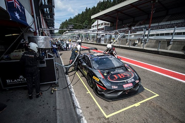 Roger Lago's Lamborghini taking service