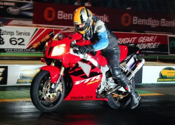 Paul Astridge is currently leading the Street Bike standings heading to its penultimate round this weekend at Willowbank Raceway. Pic: dragphotos.com.au
