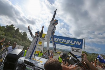 Ogier and Julien Ingrassia celebrate