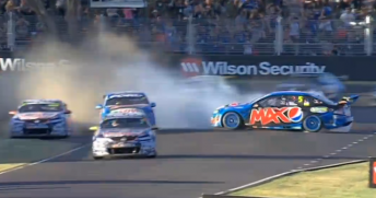Winterbottom spins after contact from Lowndes. pic: V8TV
