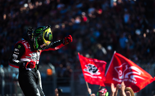 James Courtney celebrates victory