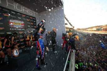 Paul Morris celebrates his Bathurst win in 2014