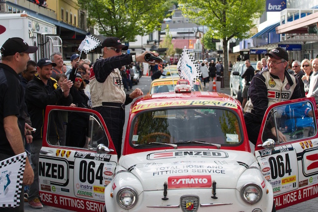The 1964 Abarth Berlina Corsa at the end of last year's event. Lowe has completed all 20 previous Targa NZ events. pic: Fast Company/Mike Lowe & ProShotz