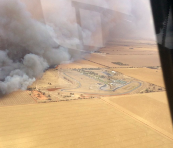 Mallala circuit staff were evacuated as the bush fire threatened the facility