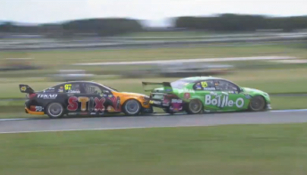 Van Gisbergen spins Reynolds at over 200km/h. pic: V8TV