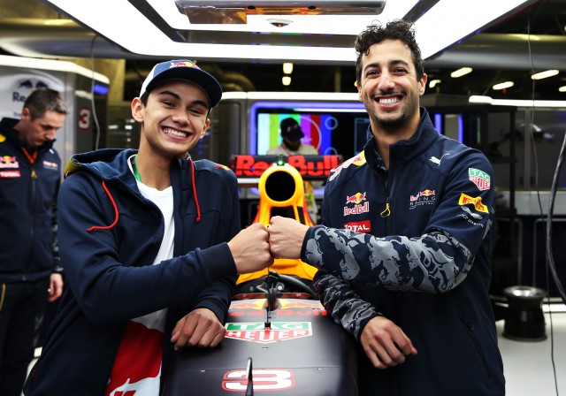 Daniel Ricciardo with Red Bull Racing Junior Driver Luis Leeds