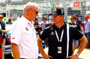 Steve Hallam at the Clipsal 500 with Holden's Simon McNamara