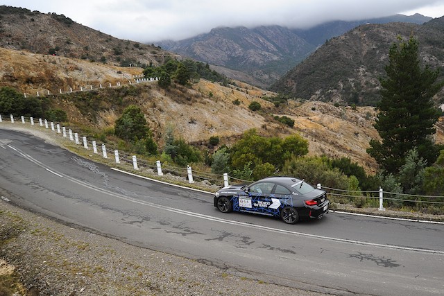 The M2 on the iconic Queenstown switchback stage during the Targa Touring component of the rally