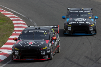 The DJR Team Penske Fords on track at Symmons Plains