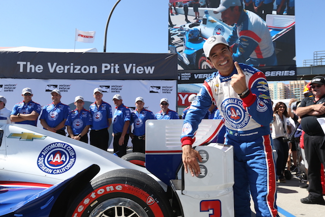 Helio Castroneves has maintained his slick qualifying form at long Beach