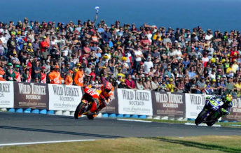 Marc Marquez leads Valentino Rossi at last year's Australian Grand Prix